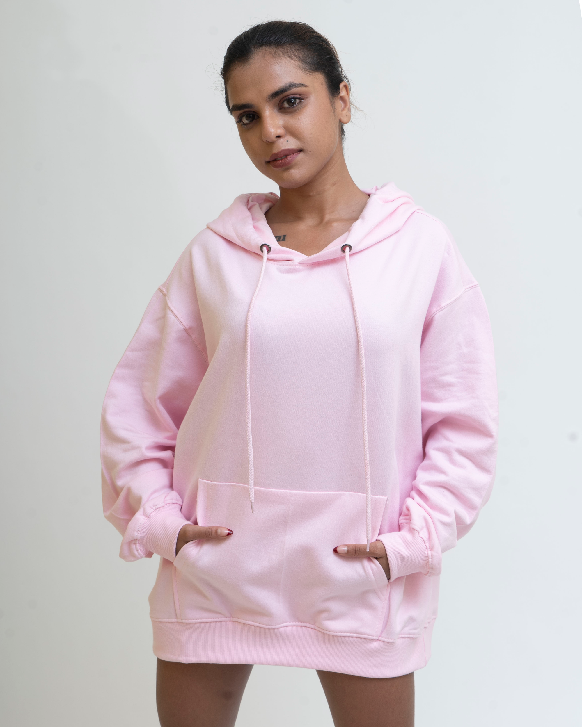 Women Oversized Baby Pink Dont Trip Hoodie